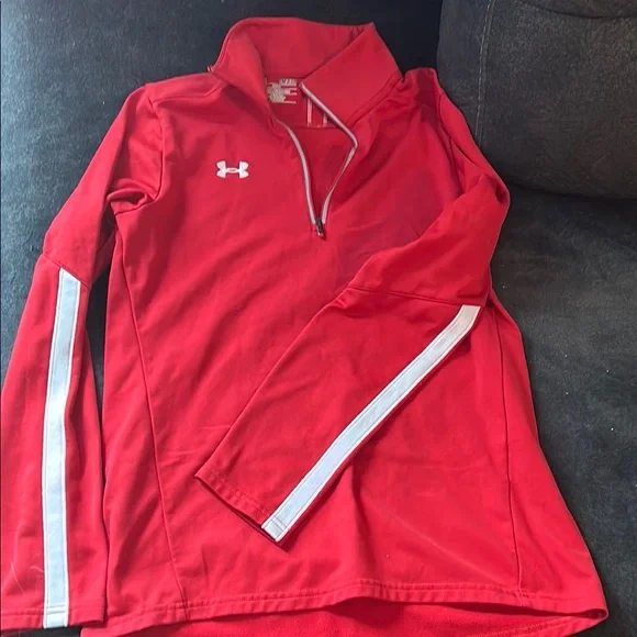 Under Armour Red Pullover with White Accents - Picture 5 of 7